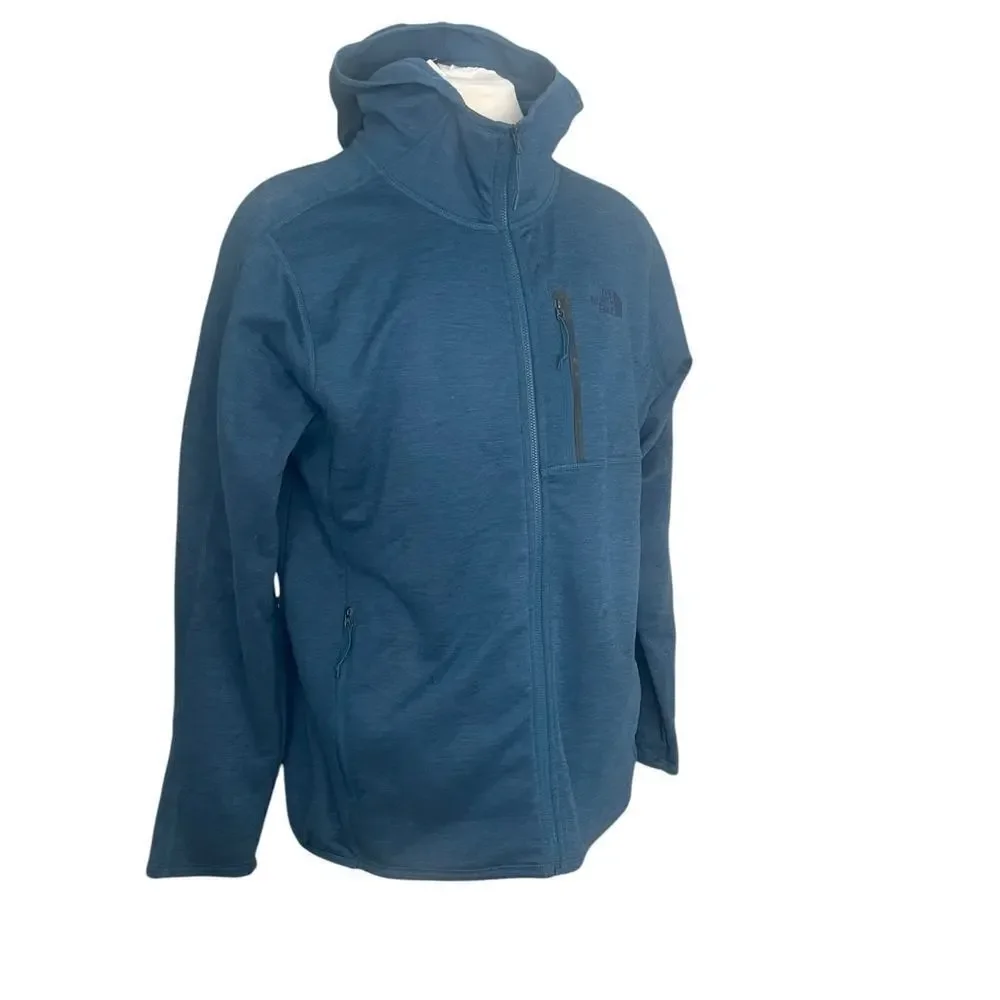 The North Face Men's Blue Full-Zip Lightweight Fleece Hooded Jacket